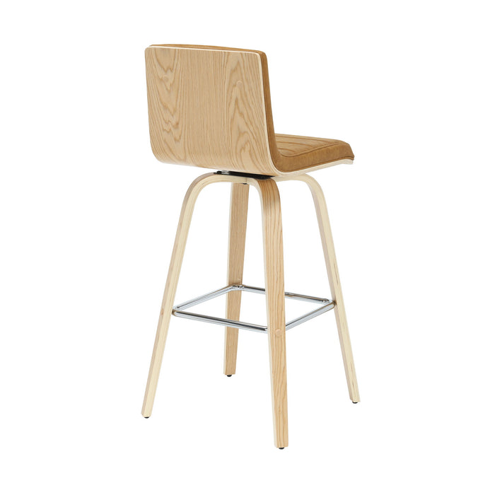Vienna - 39.5" Swivel Bar Height Square Back Wood Bar Stool With Faux Leather Seat