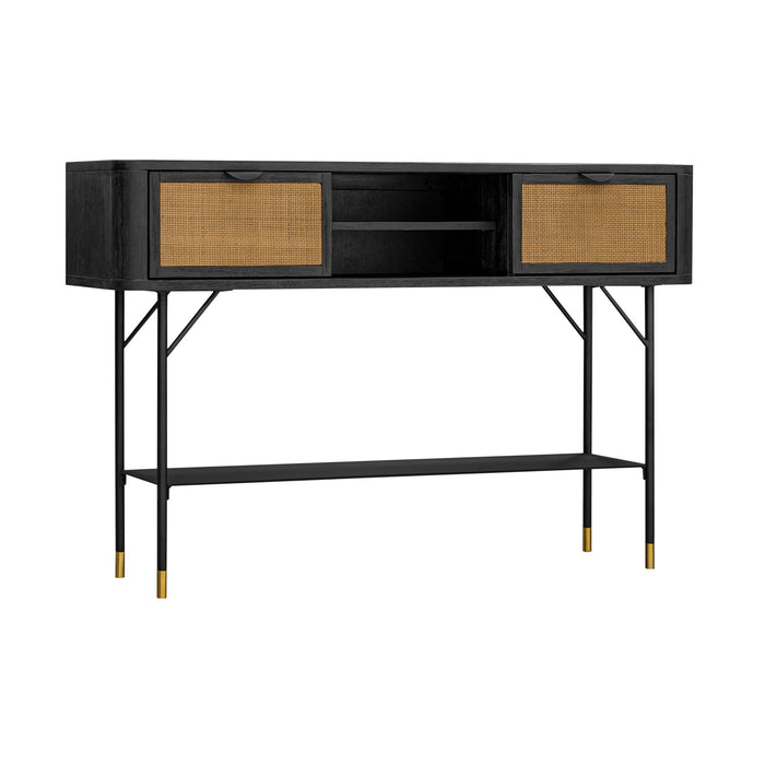 Saratoga - Console Table With Rattan - Black Acacia