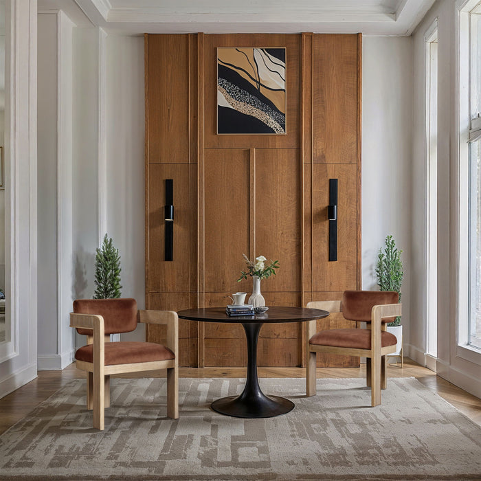 Sacha - Velvet Dining Chair With Natural Base (Set of 2)