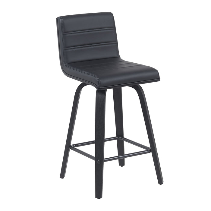 Vienna - Modern Counter Height Swivel Bar Stool - Black Brushed Wood Frame