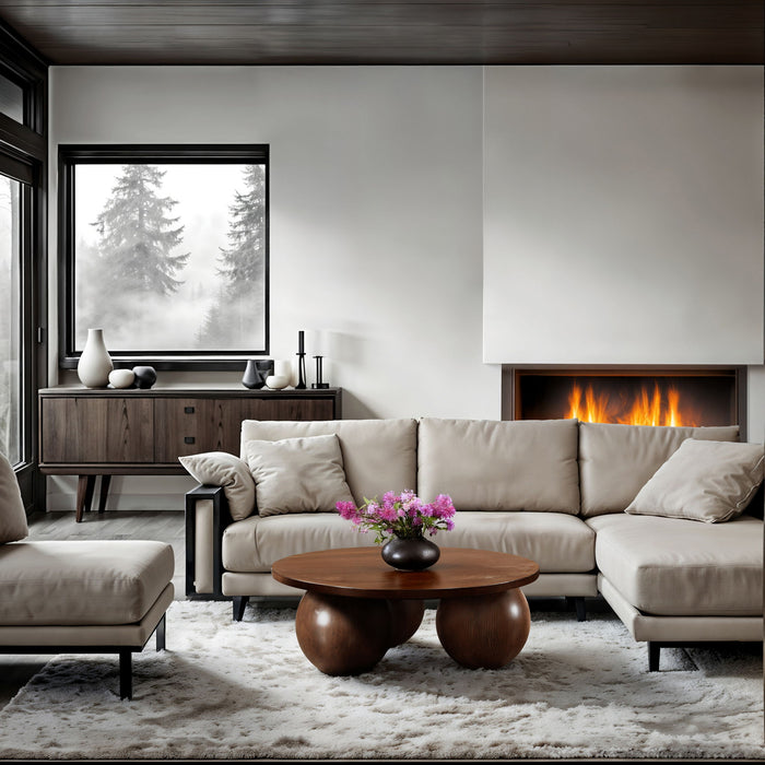 Fitch - Wood Oak Veneer Coffee Table - 3 Legs