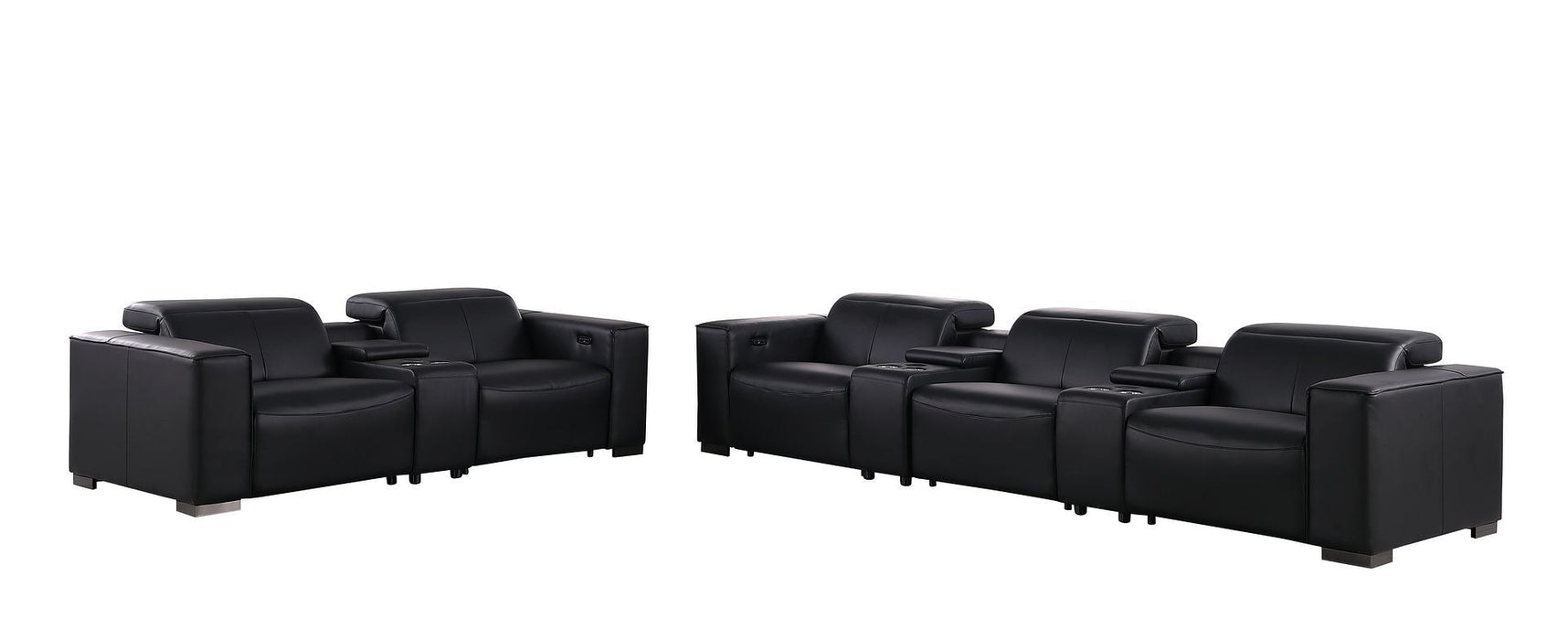 1208 - Modular Leather Sofa Loveseat With 6 Recliners And Power Headrests