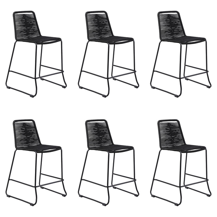 Shasta - 30" Outdoor Metal And Rope Stackable Barstool