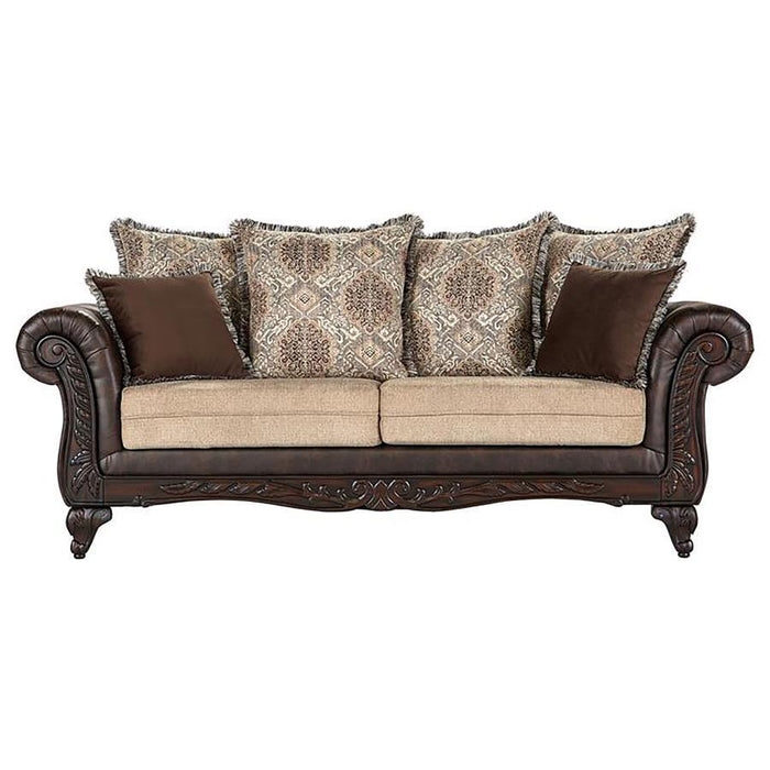 Elmbrook - Upholstered Rolled Arm Sofa - Brown