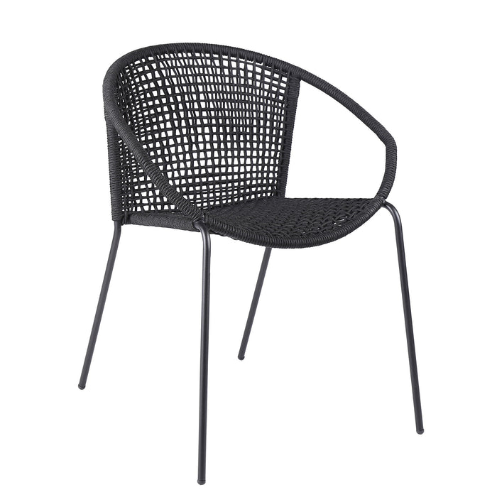 Sydney And Snack - 5 Piece Outdoor Patio Dining Set - Black Rope With Black Eucalyptus Wood