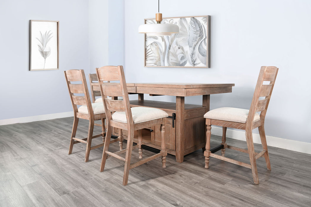 Rustic - Counter-Height Extension Dining Set With Barn Door Storage