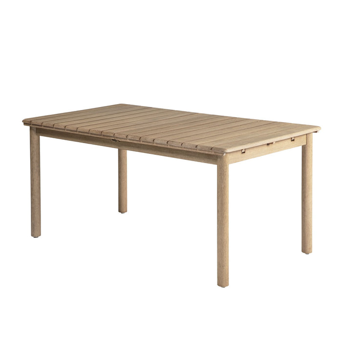 Balmor - 79" Rectangular Extendable Outdoor Dining Table, Seats 6 - Wire-Brushed Natural Eucalyptus