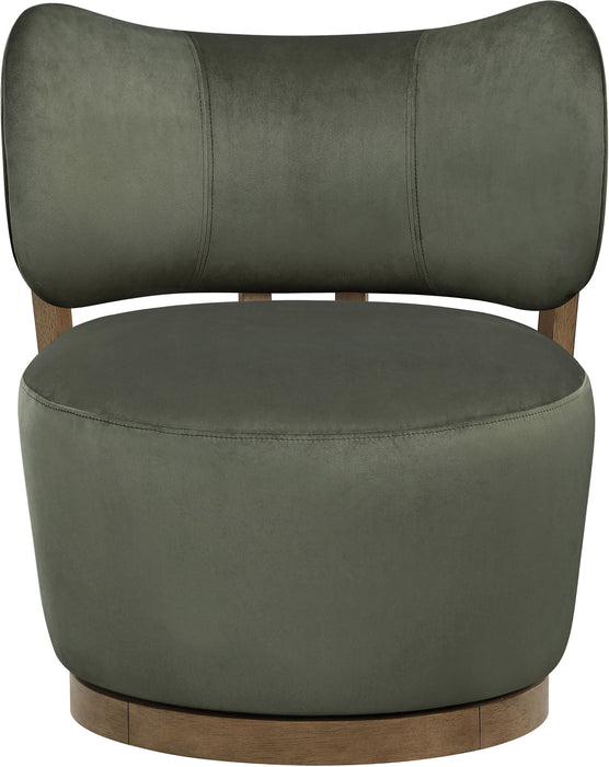 Elara - Velvet Upholstered Swivel Accent Chair - Stained Brown