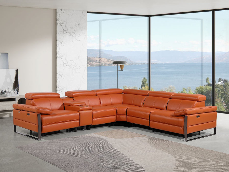 1246 - 6-Piece L-Shaped Modular Power Reclining Sectional With 3 Power Recliners And Power Headrests