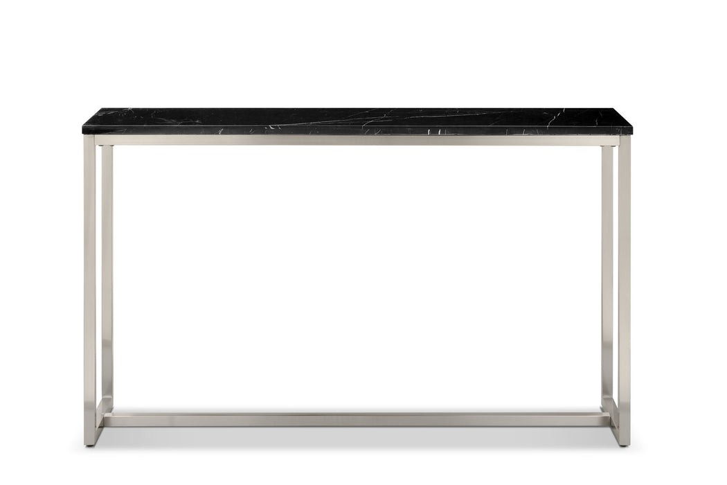 Kira - Rectangular Sofa Table - Black Marble And Brushed Nickel