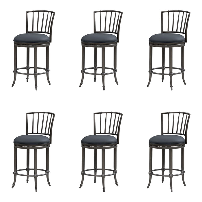 Vince - Commercial Grade Steel Frame Faux Leather Upholstered Swivel Counter Height Barstool