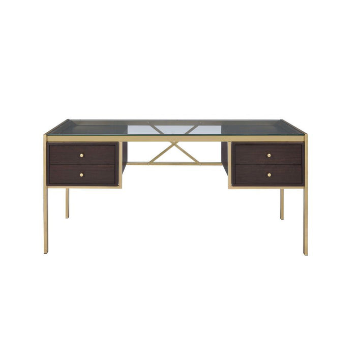 Yumia - Writing Desk - Gold & Walnut