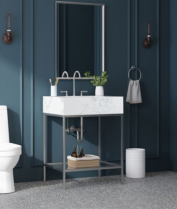 Marmo - Engineered Marble Bathroom Vanity With Chrome Base