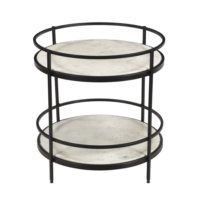 Olive - Round Accent Table - Maddie White / Black