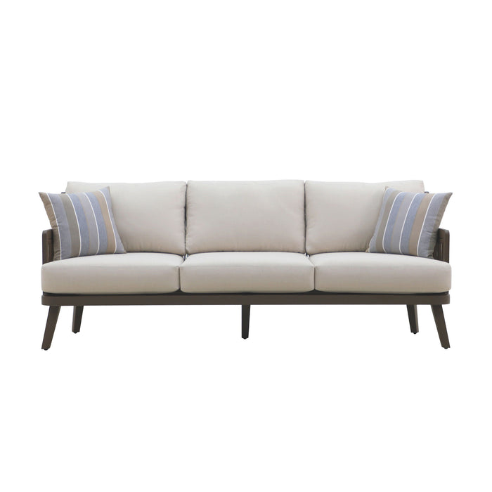 Genova - Patio Sofa With Two Accent Pillows - Gray