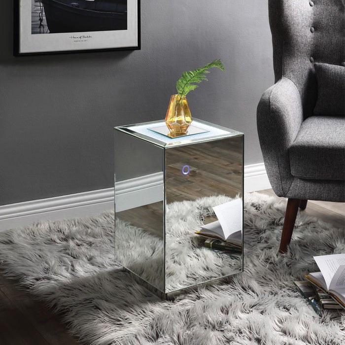 Nowles - Accent Table With LED - Faux Stones