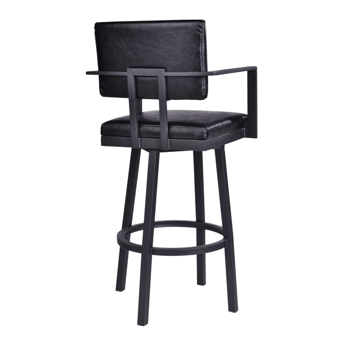 Balboa - 26" Counter Height Swivel Bar Stool With Arms - Vintage Black