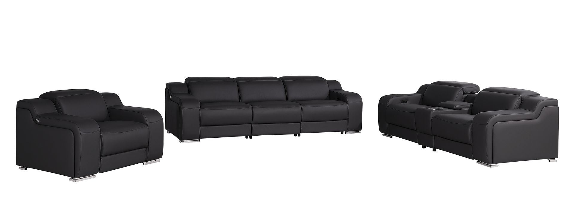 1116 - 7-Piece Modular Power Reclining Sofa, Loveseat & Chair Set In With 5 Power Recliners & Power Headrests