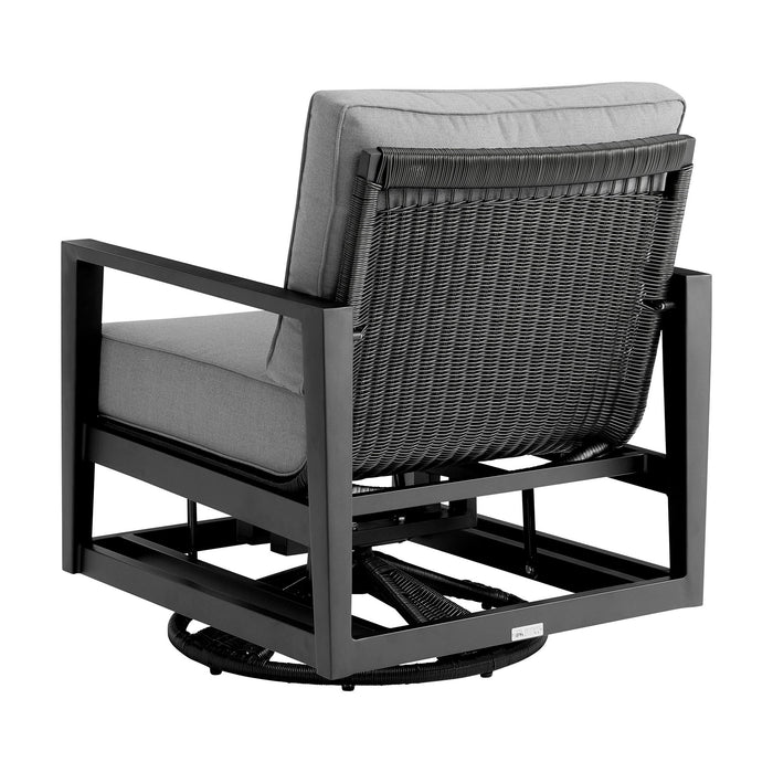 Cayman - 5 Piece Black Aluminum Outdoor Seating Set With Dark Gray Cushions