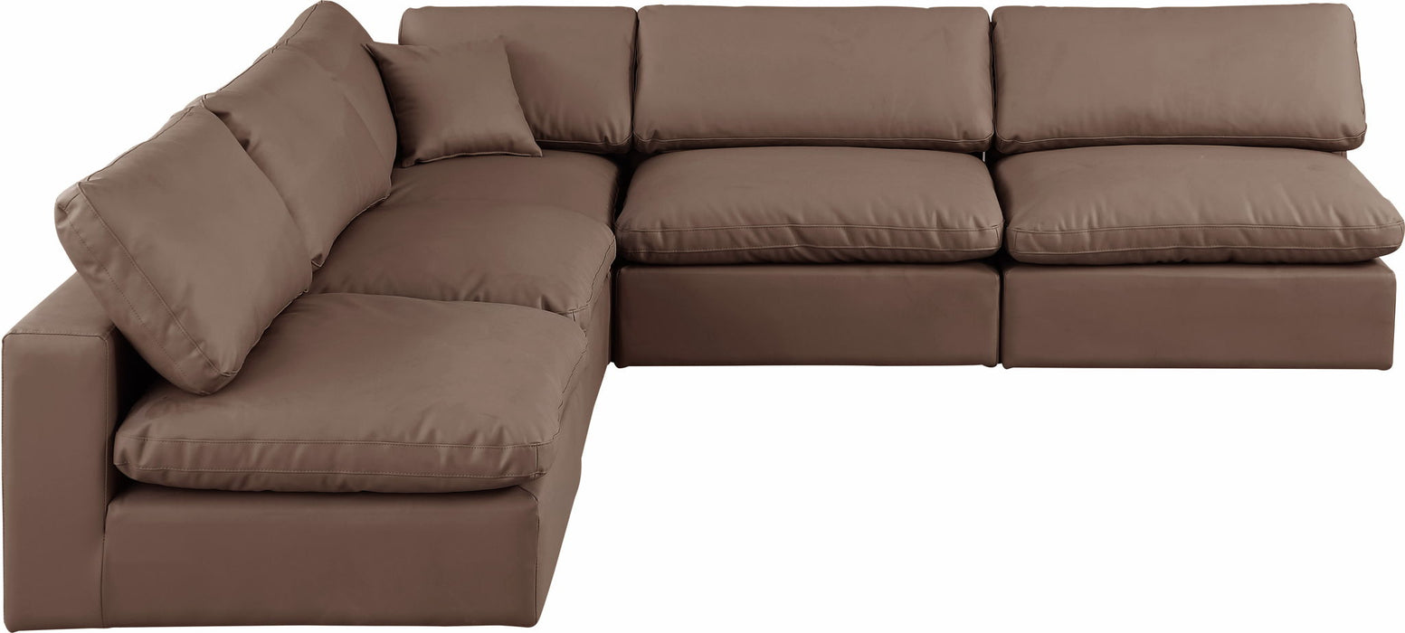Comfy - 5 Piece Faux Leather Modular Corner Armless Sectional