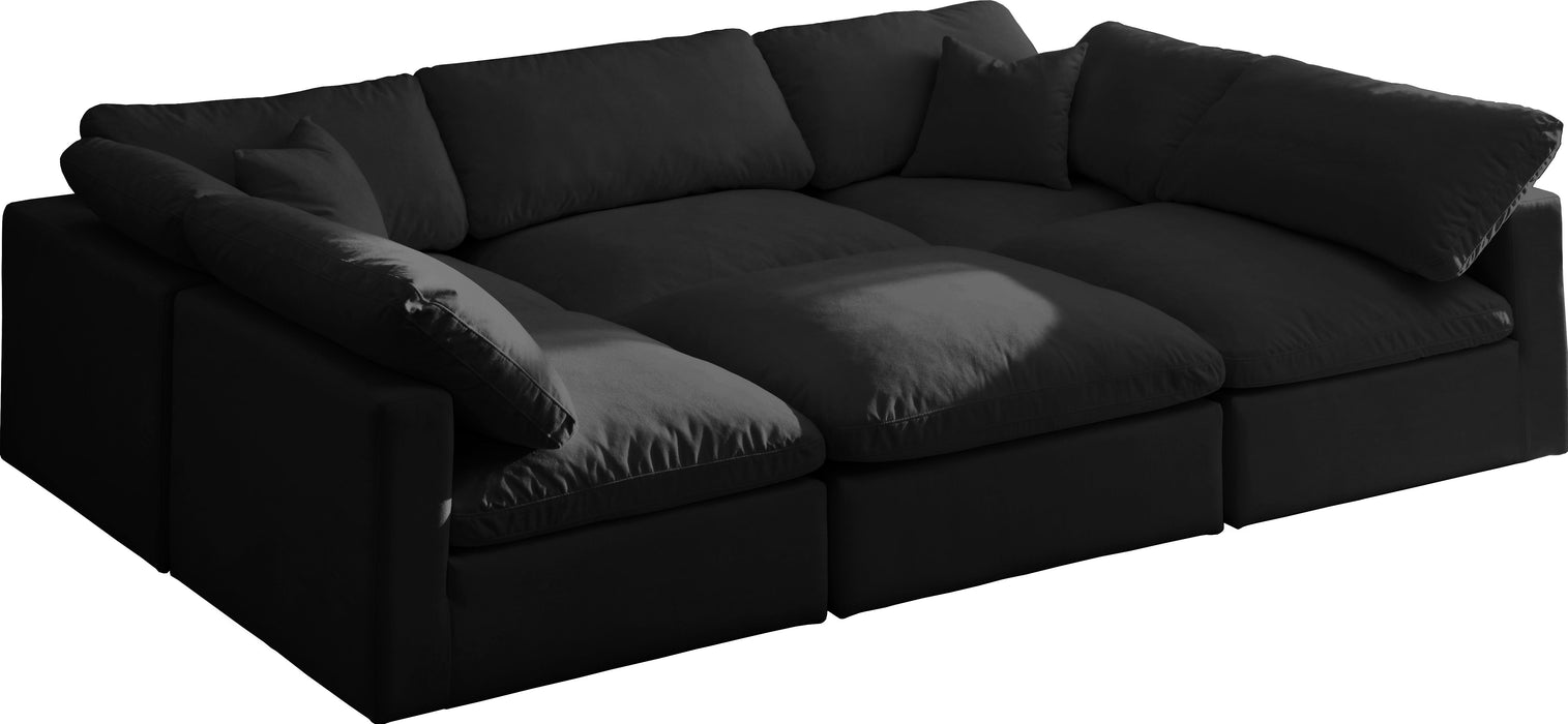 Plush - Velvet Standart Comfort Modular Sectional 6 Piece - Black - Modern & Contemporary