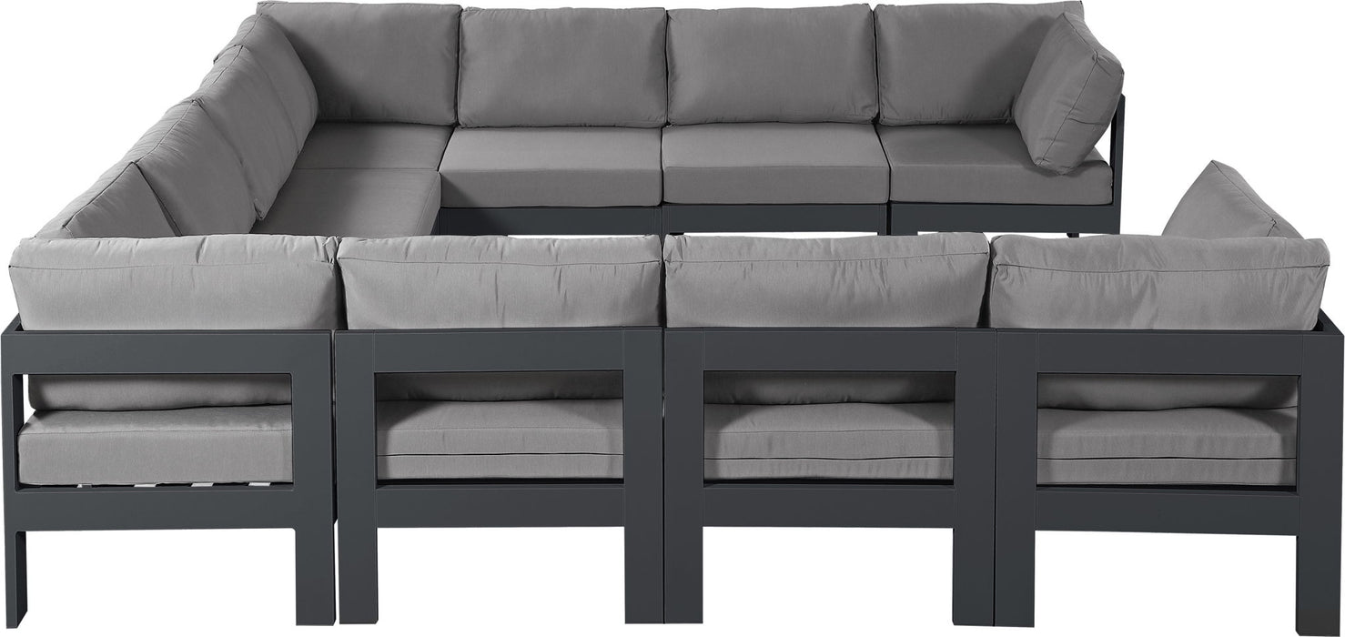 Nizuc - Outdoor Patio 10 Piece Modular Sectional With Gray Frame