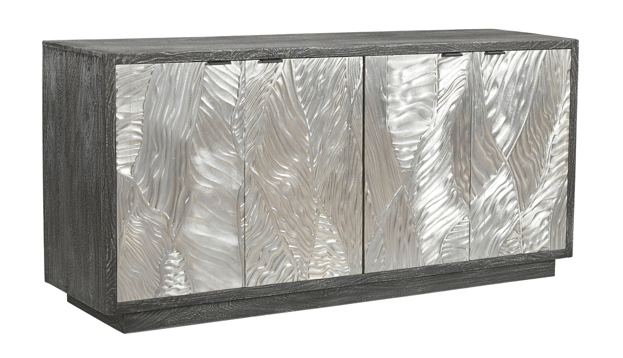 Ersa - Four Door Credenza - Weathered Gray / Silver