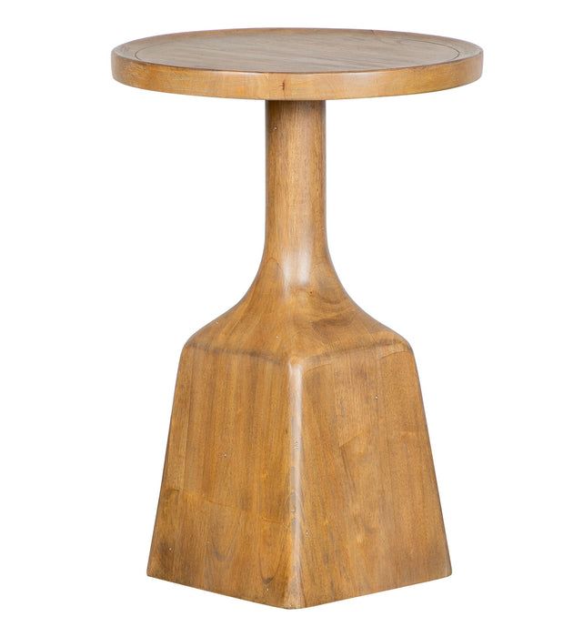 Lindon - Round Pedestal Accent End Table - Belgian Wheat