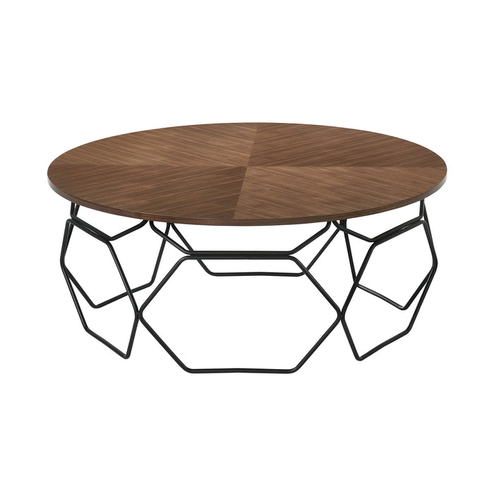 Cosmo - Walnut Veneer Coffee Table With Metal Base - Black