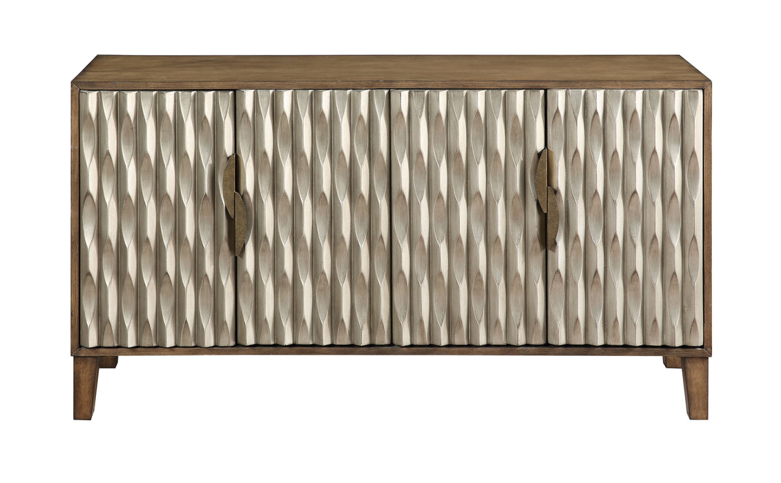 Perry - Four Door Credenza - Fossil Brown / Metallic