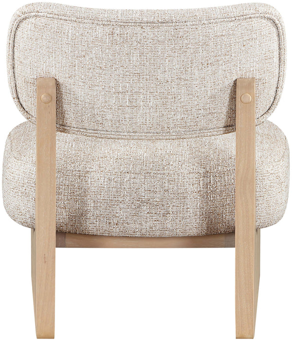 Vetra - Linen Textured Fabric Upholstered Accent Chair With Natural Base