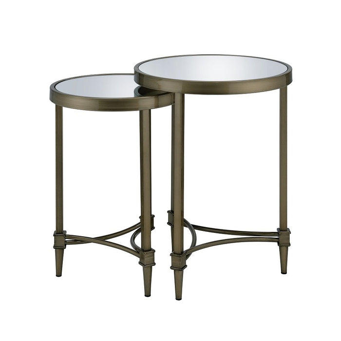Aditya - Nesting Table - Mirrored & Antique Brass