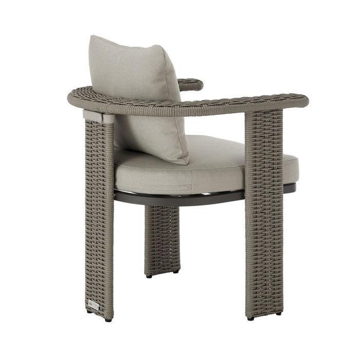 Ciela - Outdoor Dining Chair With Rattan Trim Aluminum Frame And Clouded Taupe Cushion (Set of 2) - Dark Bronze / Gray