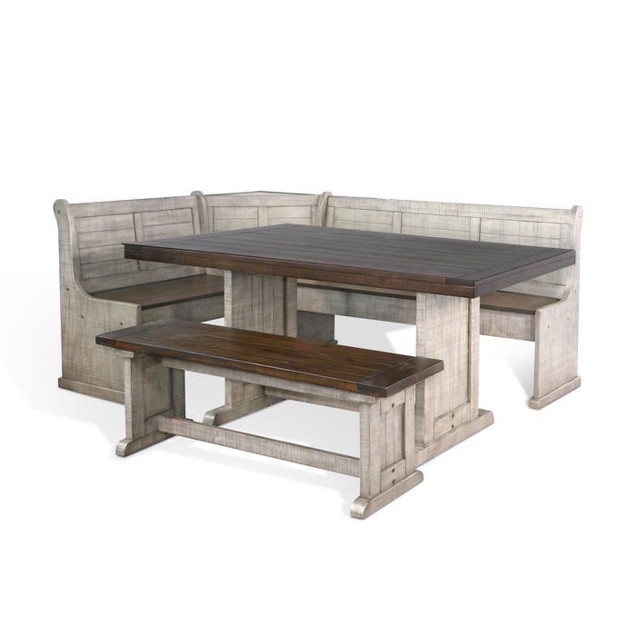 Homestead Hills - Wood Breakfast Nook Dining Set - Tobacco Leaf / Alpine Gray