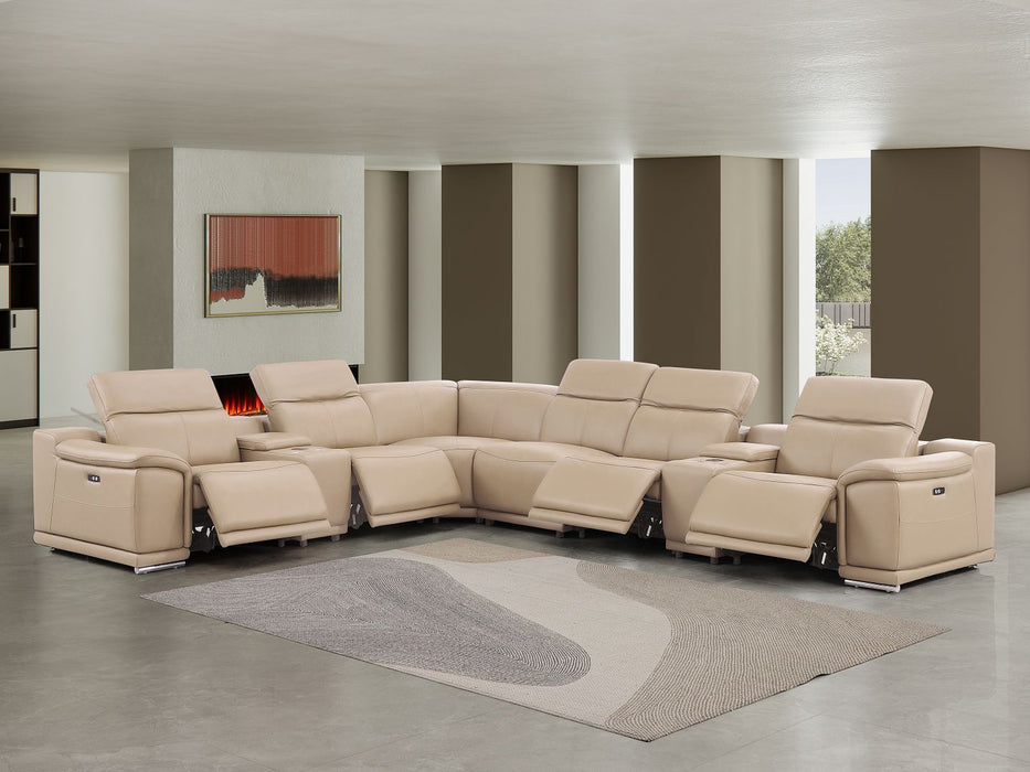 2679 - 8-Piece L-Shaped Power Reclining Sectional In Genuine Leather (4 Recliners)