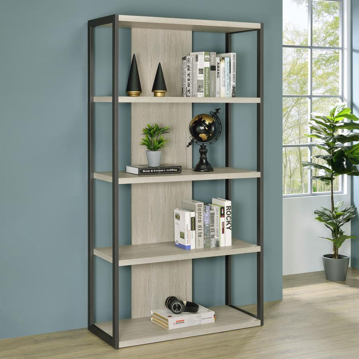 Loomis - 4-Shelf Bookcase - Whitewashed Gray