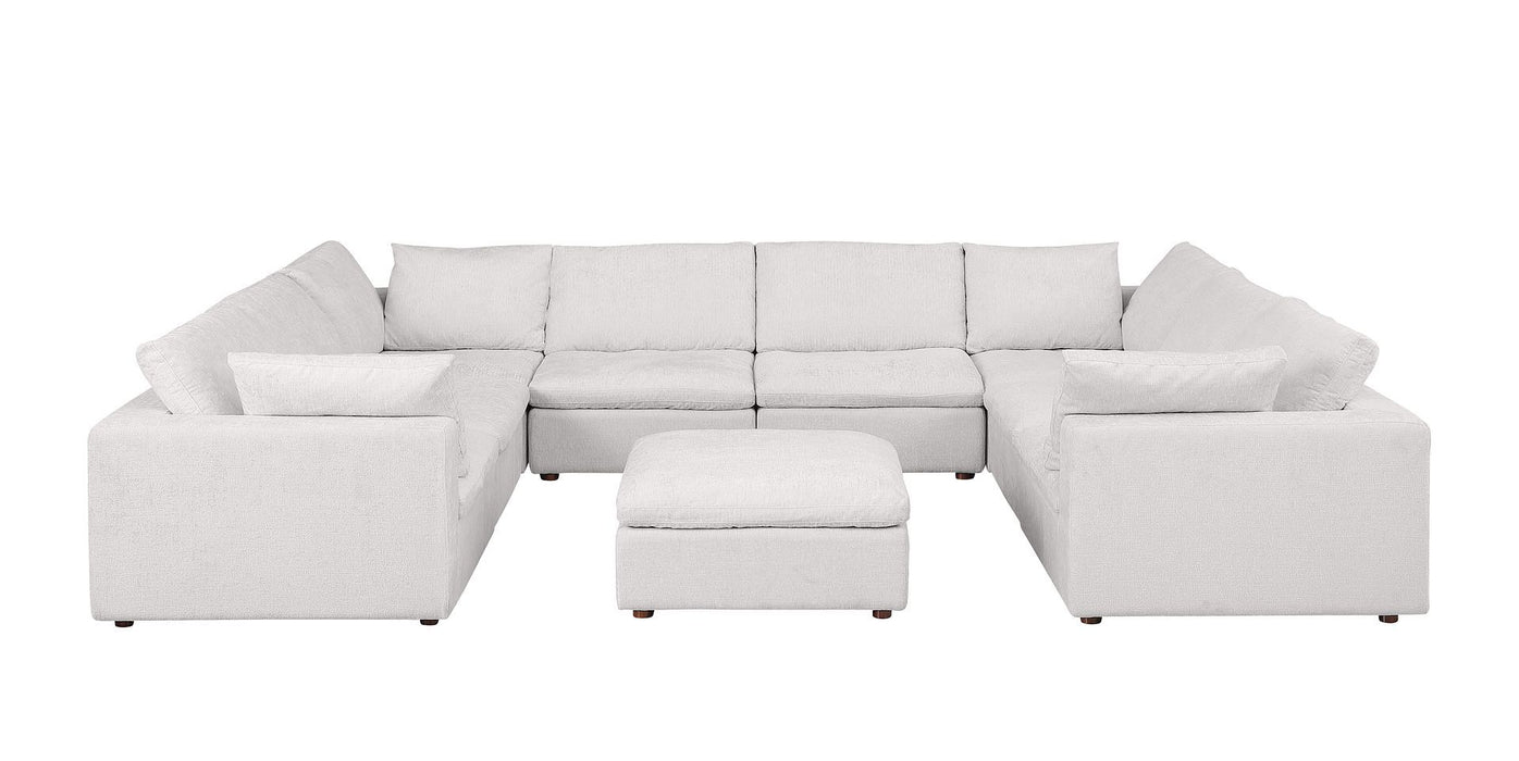 1100 - 9-Piece U-Shaped Sectional In Italian Fabric - Pearl