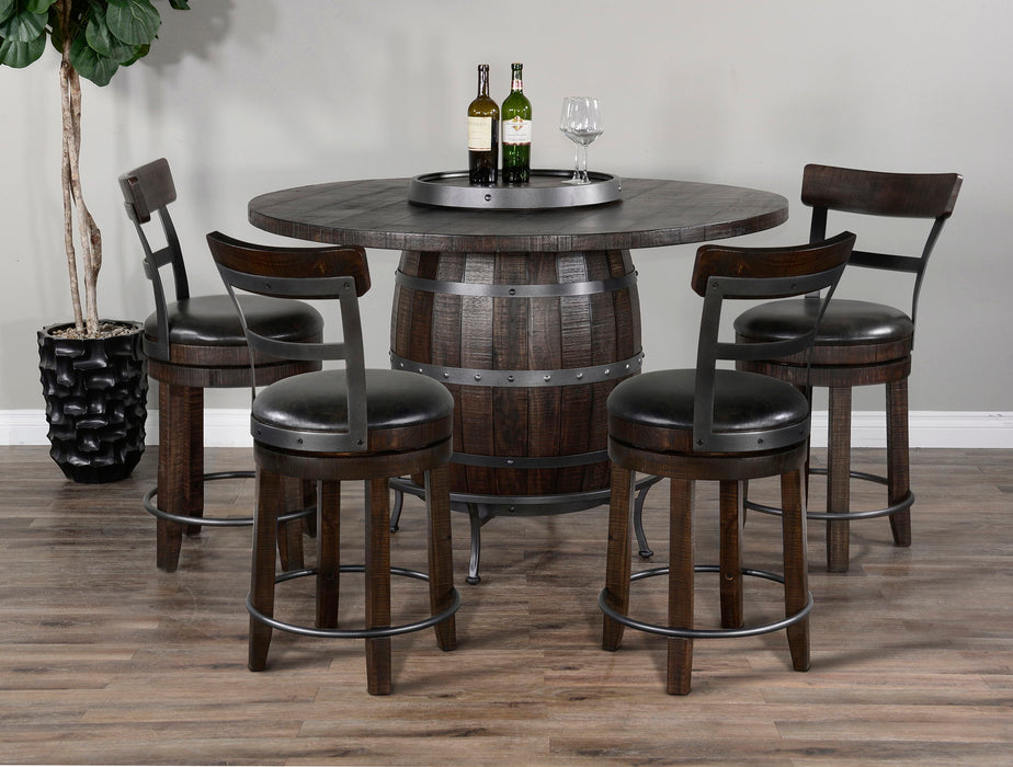 Round 5 Piece Pub Table With Side Chair Wine Barrel Set