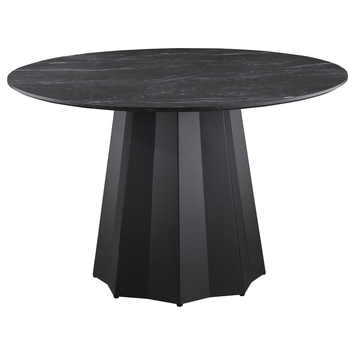 Camden - Round 48" Faux Marble Top Dining Table - Black