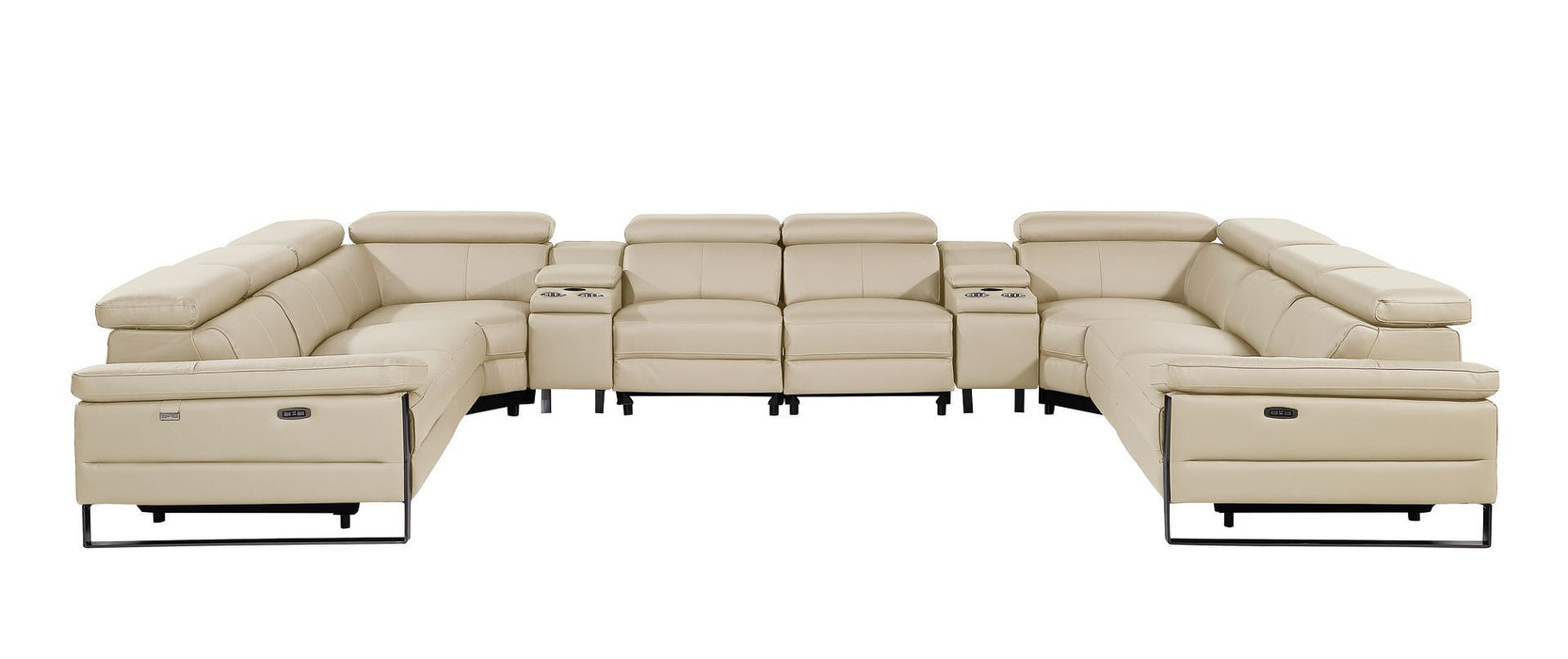 1246 - 10-Piece U-Shaped Modular Power Reclining Sectional With 4 Power Recliners And Power Headrests