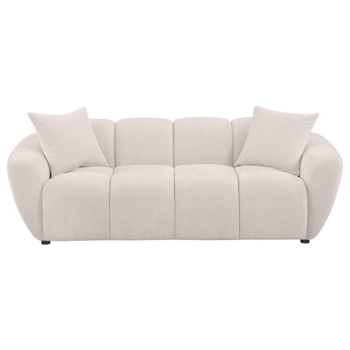 Destino - Chenille Upholstered Splayed Arm Sofa - Greige