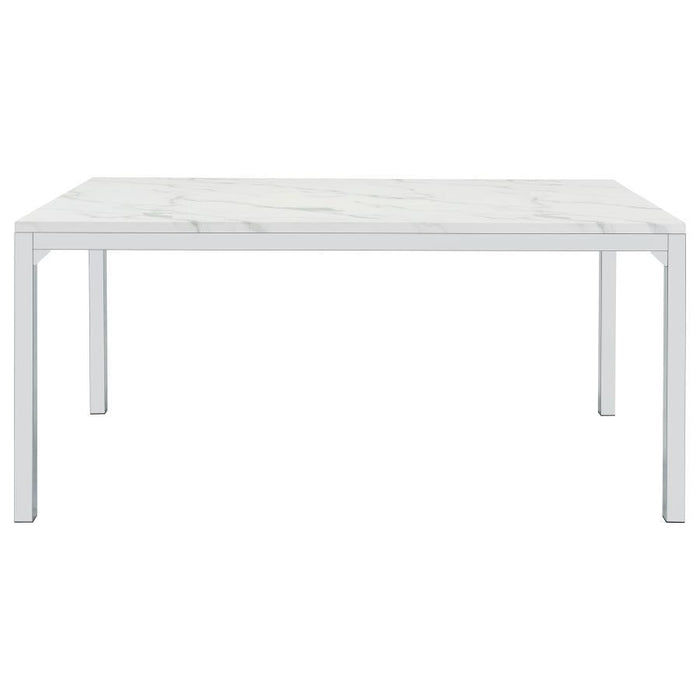 Athena - Rectangle Dining Table With Marble Top - Chrome