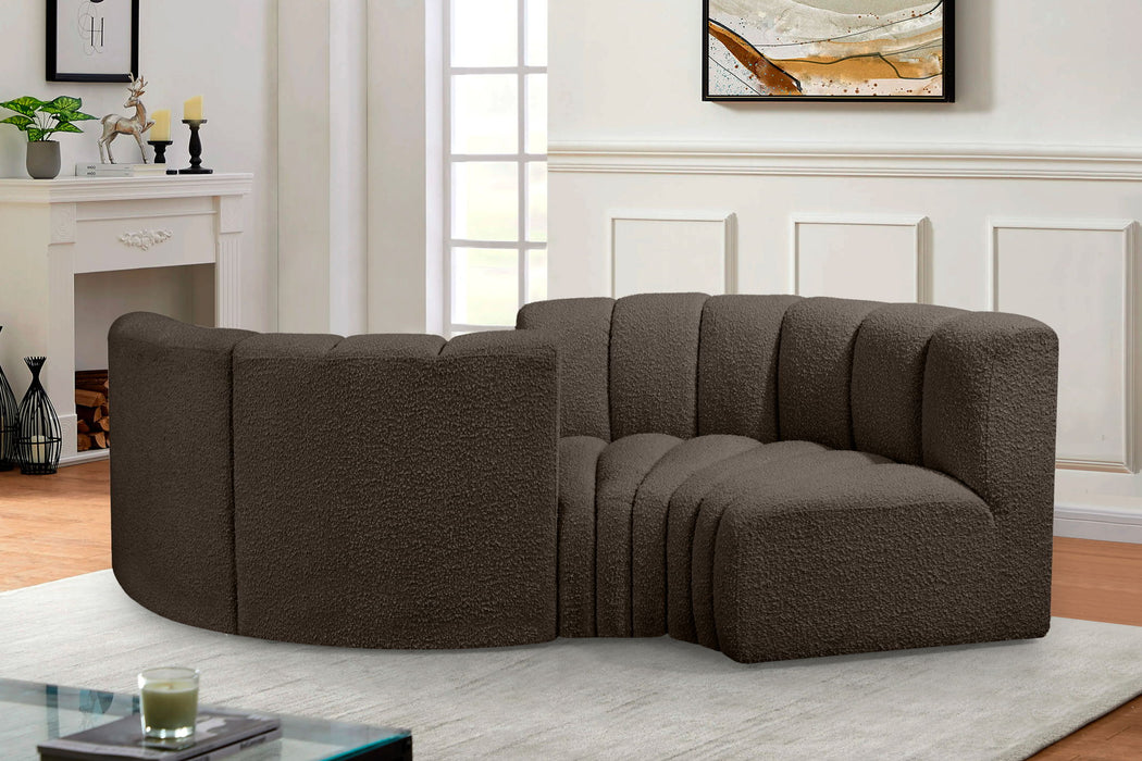 Arc - Boucle Fabric 4 Piece Curved Modular Sofa