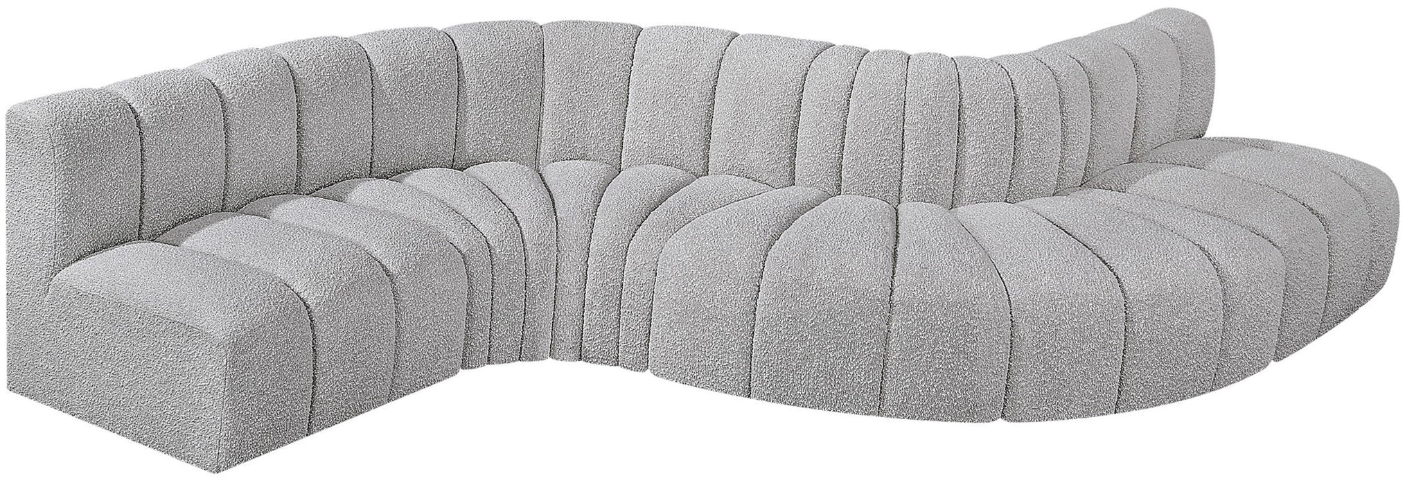 Arc - Boucle Fabric 6 Piece Curved Modular Sofa