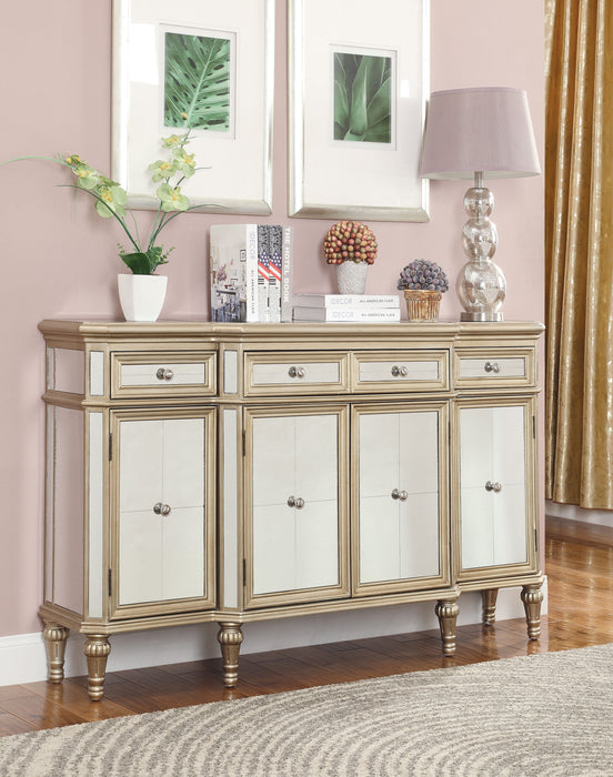 Sonia - Three Drawer Four Door Credenza - Estaline Champagne / Mirror