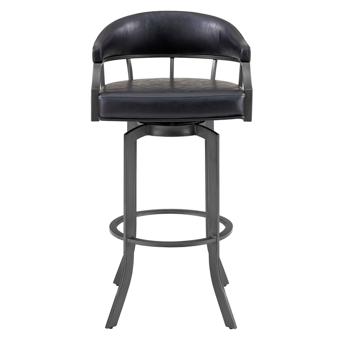 Edy - Swivel 30" Mineral Finish And Black Faux Leather Bar Stool