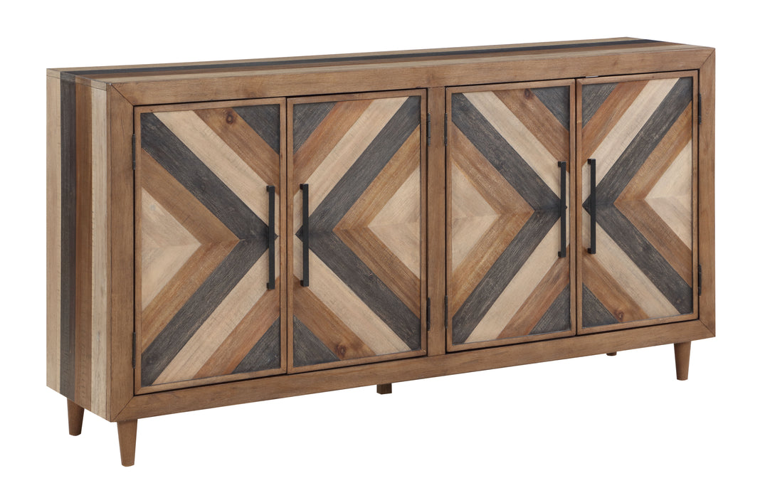 Wellington - Four Door Credenza - Browns / Black