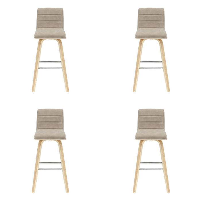 Vienna - 39.5" Swivel Bar Height Square Back Wood Bar Stool With Faux Leather Seat