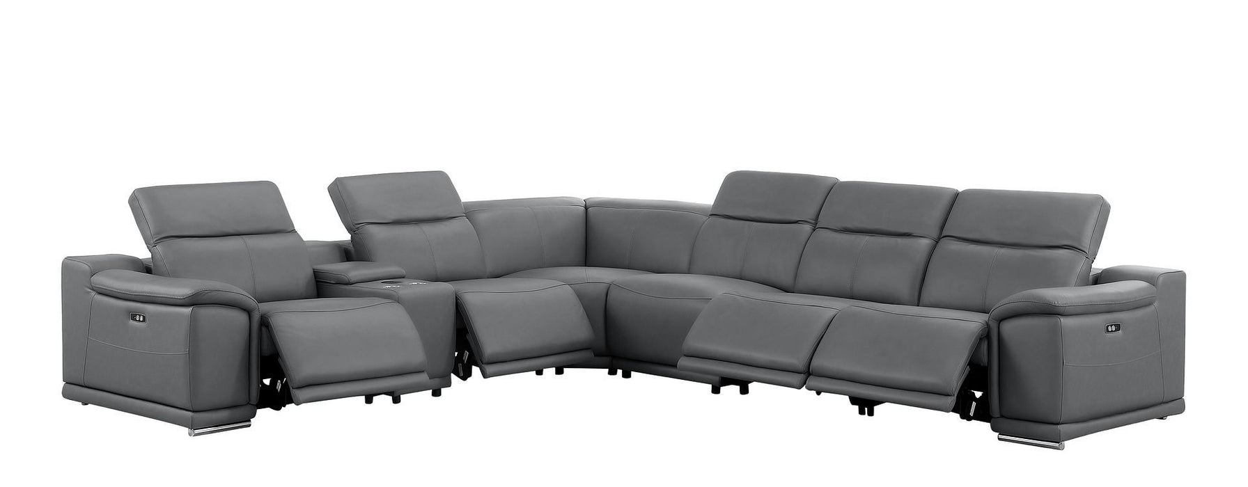 2679 - 7-Piece L-Shaped Power Reclining Sectional In Genuine Leather (4 Recliners)