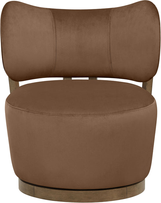 Elara - Velvet Upholstered Swivel Accent Chair - Stained Brown